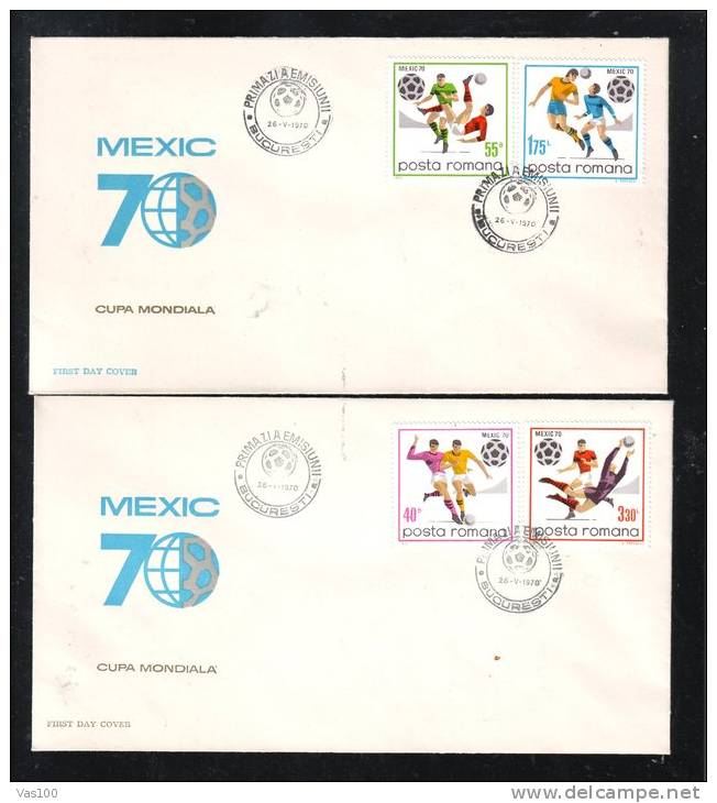 FOOTBAL,2XCOVER FDC,1970,ROMANIA - 1970 – Mexique