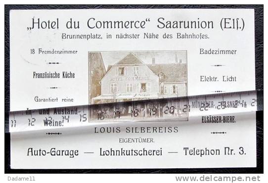 Sarre-Union Rare Publicité Hôtel Du Commerce 1914 - Sarre-Union