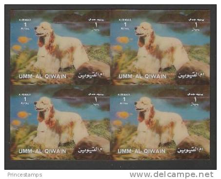 Umm Al Qiwain (1972) 3D - Block Of 4 -   /  Dogs - Perros - Hunde - Chiens - Hunde