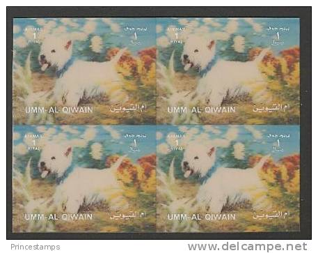 Umm Al Qiwain (1972) 3D - Block Of 4 -   /  Dogs - Perros - Hunde - Chiens - Honden