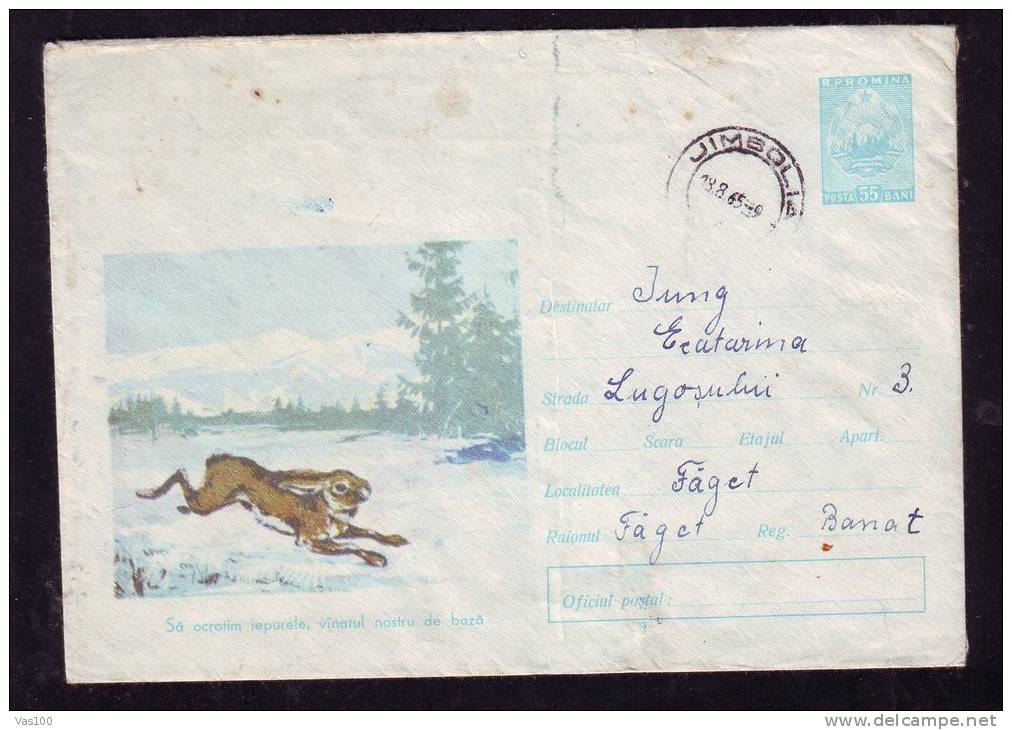 LAPIN,RABBIT,ENTIERS POSTAUX,COVER,POSTAL STATIONERY,1964,ROMANIA - Hasen