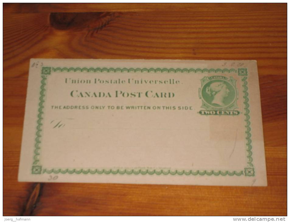 Karte Canada Kanada Postal Stationery Ganzsache 1 Cent Green Unused ** Ungebraucht  Type "Thin To" - 1860-1899 Victoria