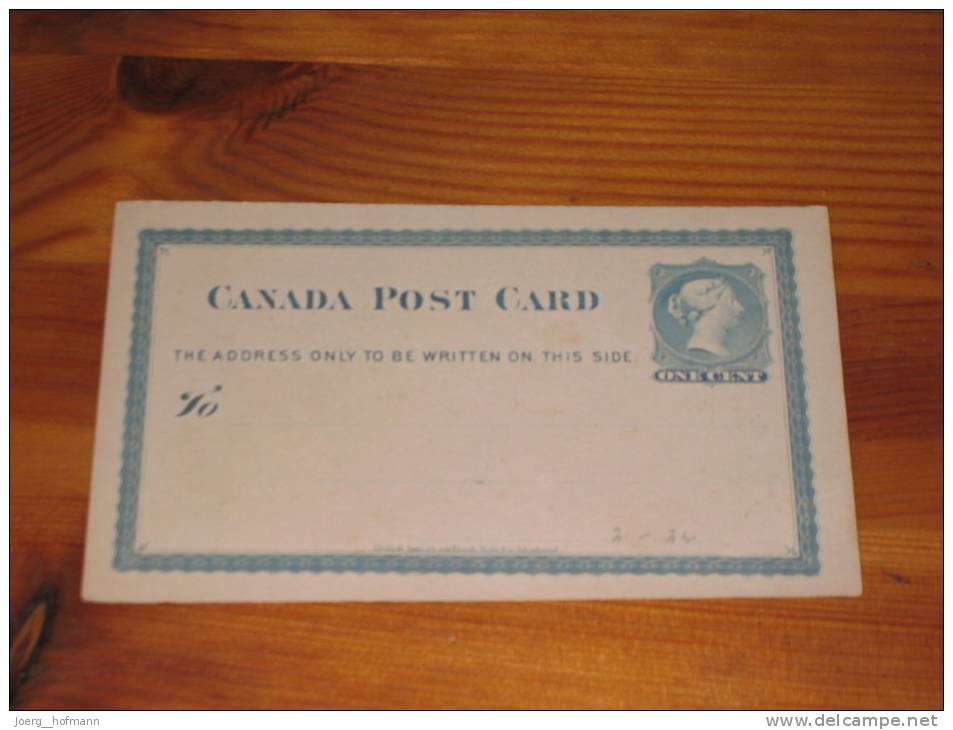Karte Canada Kanada Postal Stationery Ganzsache 1 Cent Green Unused ** Ungebraucht  Type "Fat To" - 1860-1899 Reinado De Victoria