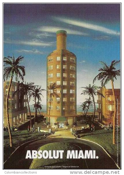 Lote PEP382, Colombia, Postal, Postcard, Absolut, Miami - Colombia