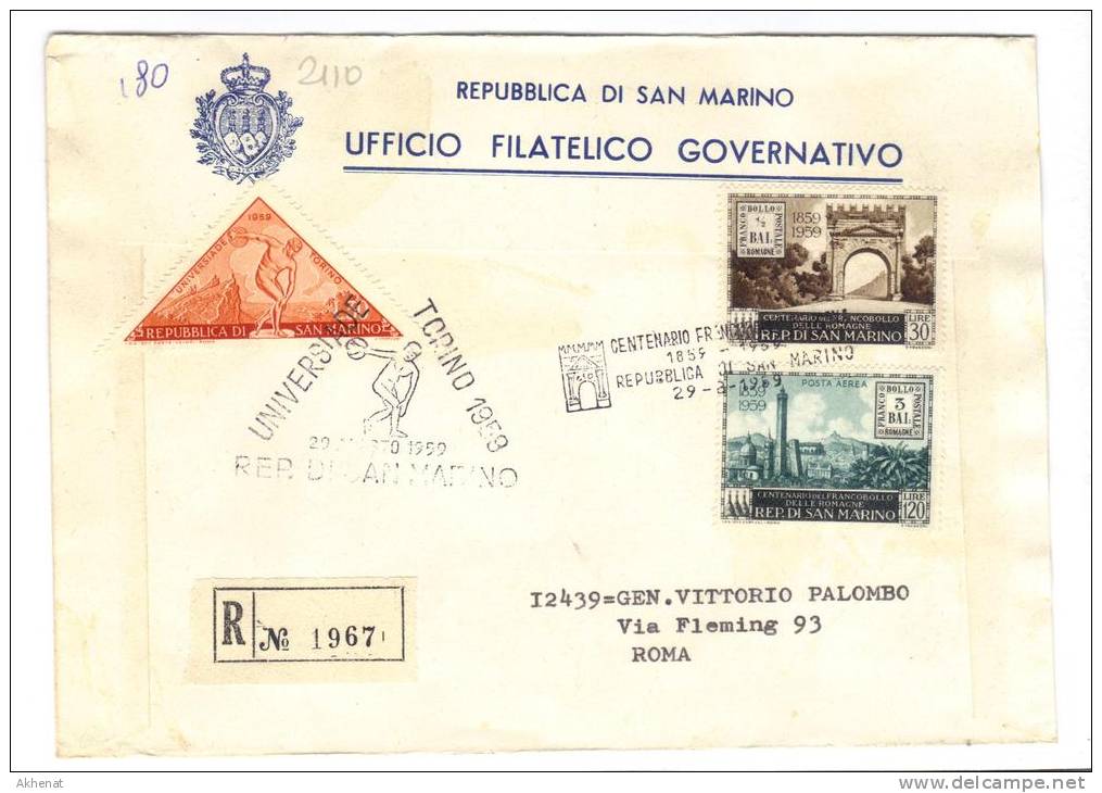 VER2110 - SAN MARINO , Fdc Del 29/3/1959. Viaggiata - FDC