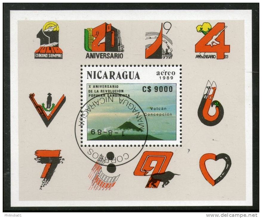 Nicargua 1989 Volcan Concepcion Popular Sandinists Sc C1171 M/s Cancelled +12524 - Vulkane