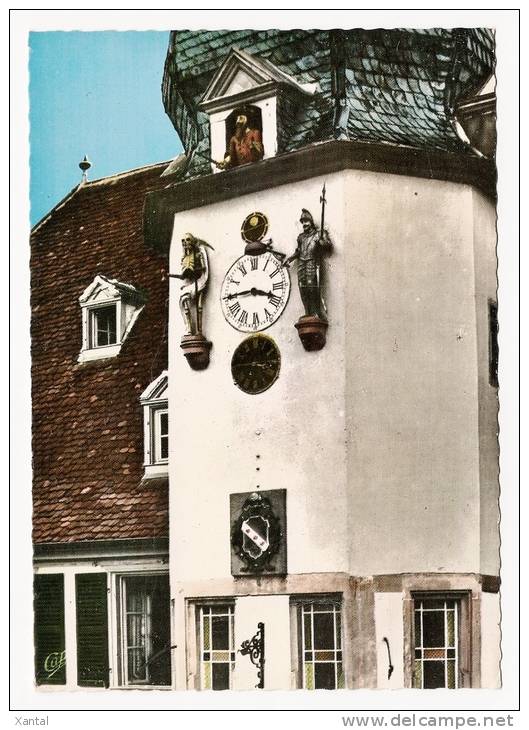 Benfeld - L'Hôtel De Ville - L'Horloge à Jaquemart : La Mort, Un Chevalier Et Le Stubenhansel - Carte Vierge - Benfeld