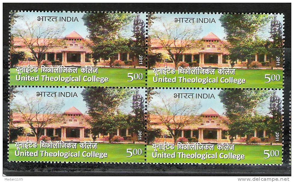 INDIA, 2011, United Theological College, Block Of 4, MNH, (**) - Unused Stamps