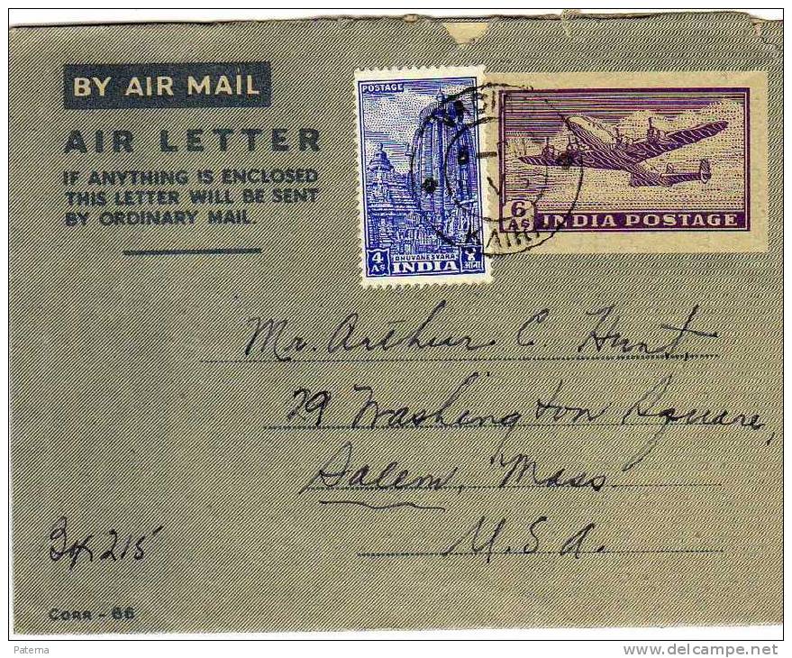 Aerograma Nadiad 1953 India , Aerogramme - Airmail