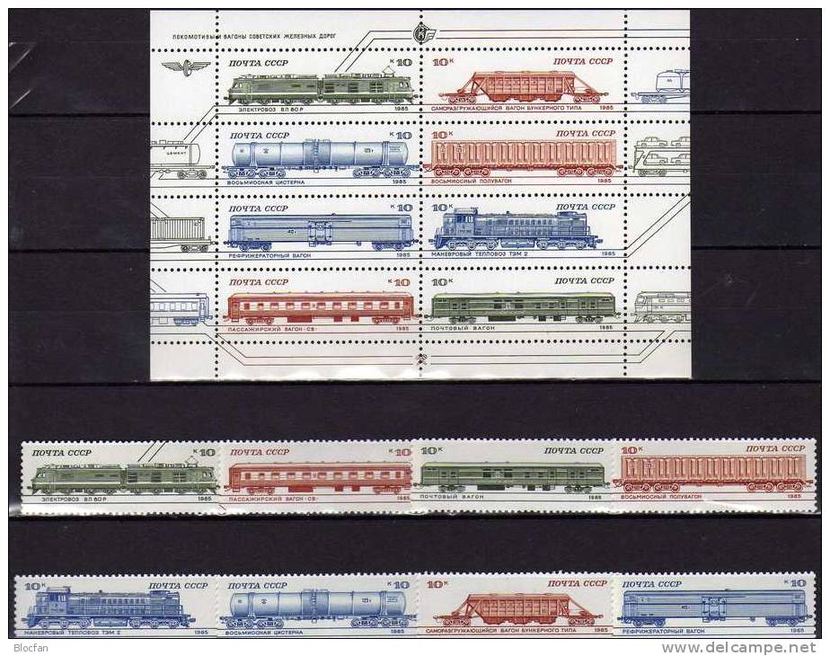 Eisenbahn 1985 Sowjetunion 5515/2 Plus Kleinbogen ** 13€ E-Lok Waggon Tankwagen Bf Bloc Train Sheetlet Of UdSSR CCCP SU - Full Sheets