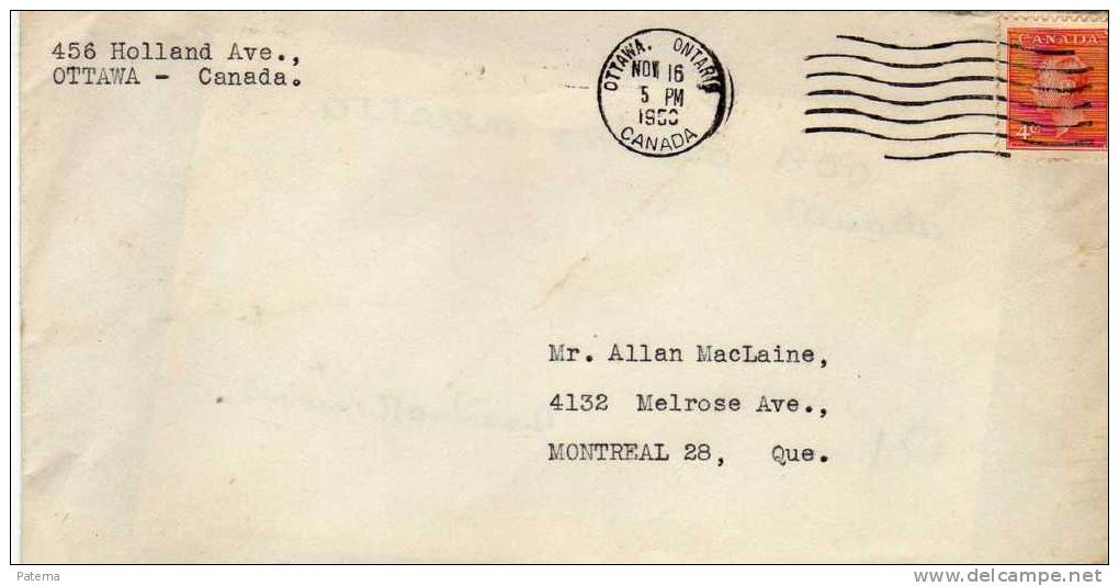 Carta, Ottawa Ontario 1950 ,  Canada, Cover - Storia Postale