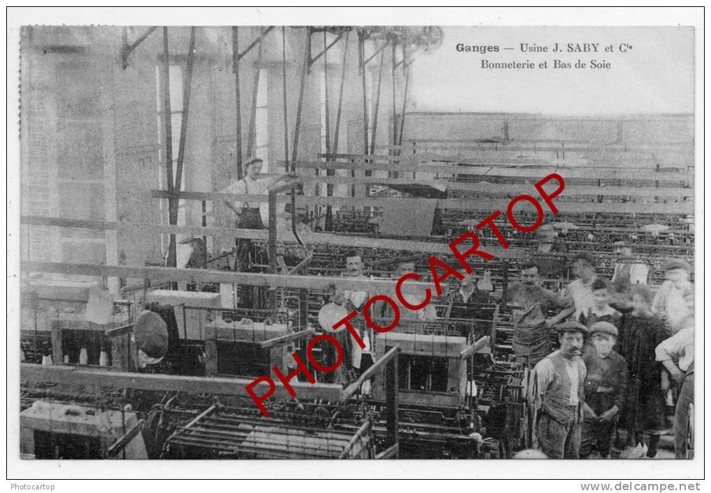 Usine J.SABY-BONNETERIE Et BAS De SOIE-METIERS-INDUSTRIE-FILATURE-ANIMATION-1922- - Ganges