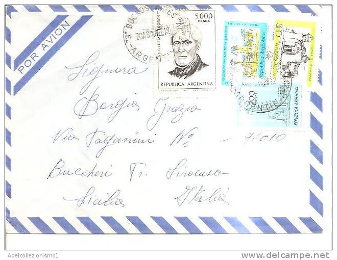 62908)lettera Argentina Con 4 Valori + Annullo 20-8-1982 - Gebraucht