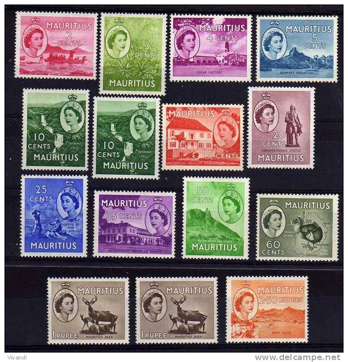 Mauritius - 1953/57 - QEII Definitives (Part Set) - MH - Mauricio (...-1967)