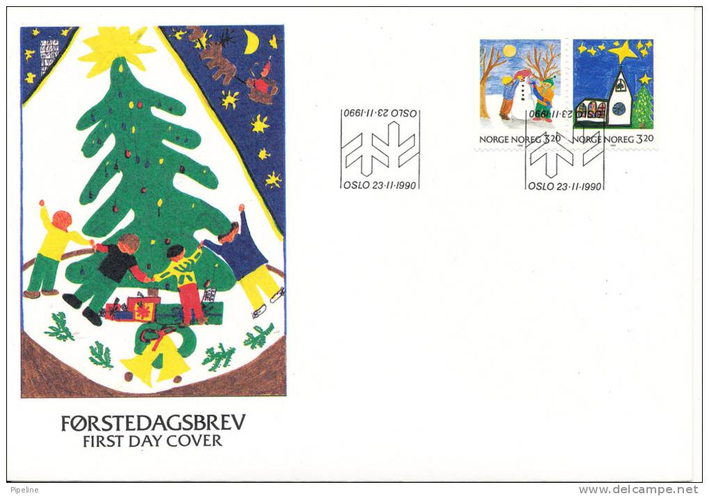 Norway FDC 23-11-1990 Christmas Stamps Complete Set With Cachet - FDC