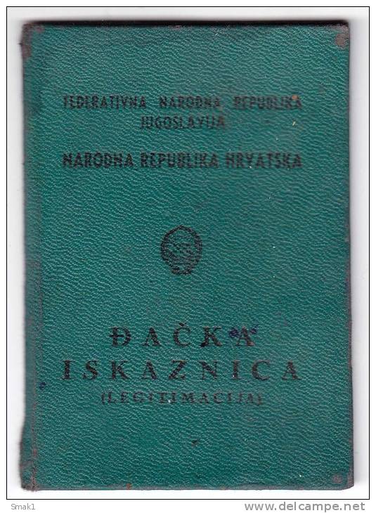 H STUDENT CARD GIRL'S HIGH SCHOOL FNRJ JUGOSLAVIA ZAGREB CROATIA - Historical Documents