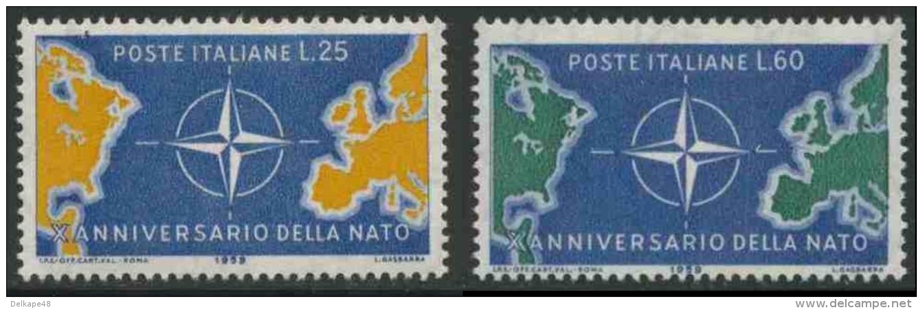 Italy Italie Italia 1959 Mi 1032 /3 YT 781 /2 ** NATO Emblem + Map– 10th Ann. N.A.T.O. / NAVO / OTAN /  Nordatlantikpakt - OTAN