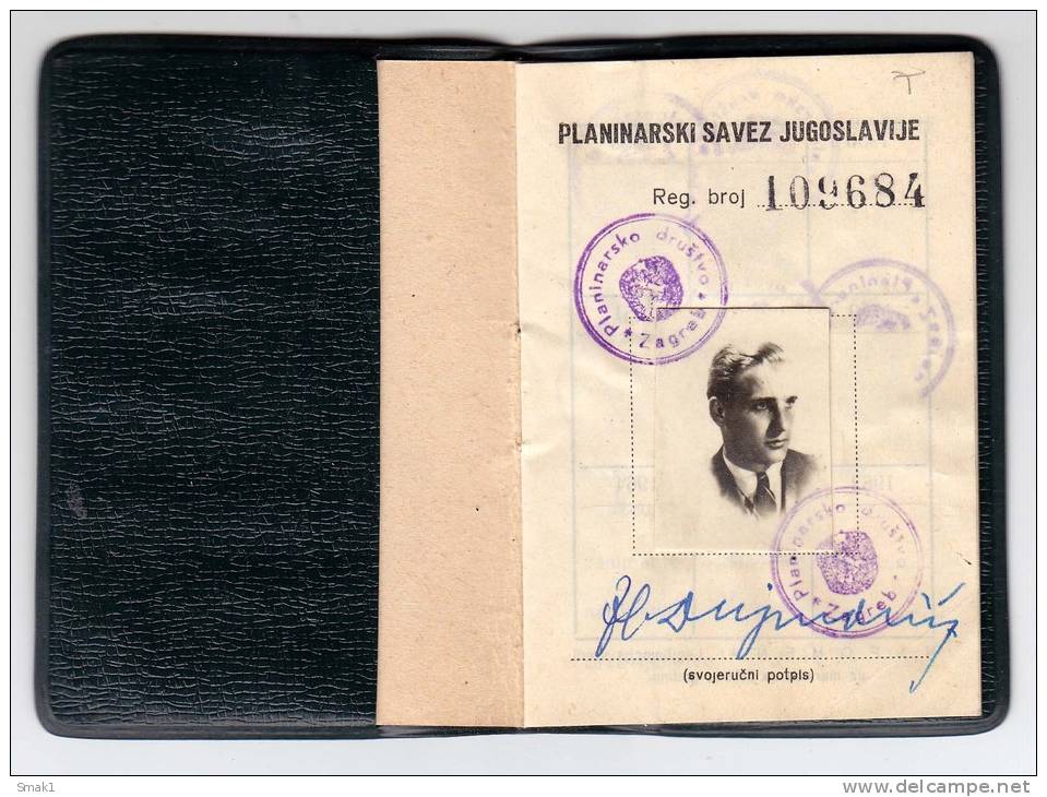 H MOUNTAIN FEDERATION OF YUGOSLAVIA MEMBERSHIP CARD FNRJ JUGOSLAVIA ZAGREB CROATIA - Historical Documents