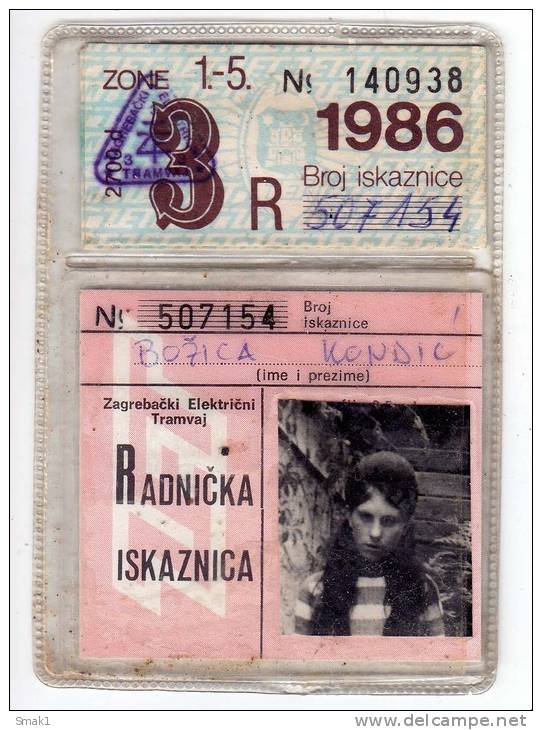 H WORKERS IDENTITY CARD FOR URBAN TRANSPORT ZET SFRJ JUGOSLAVIA ZAGREB CROATIA - Historical Documents