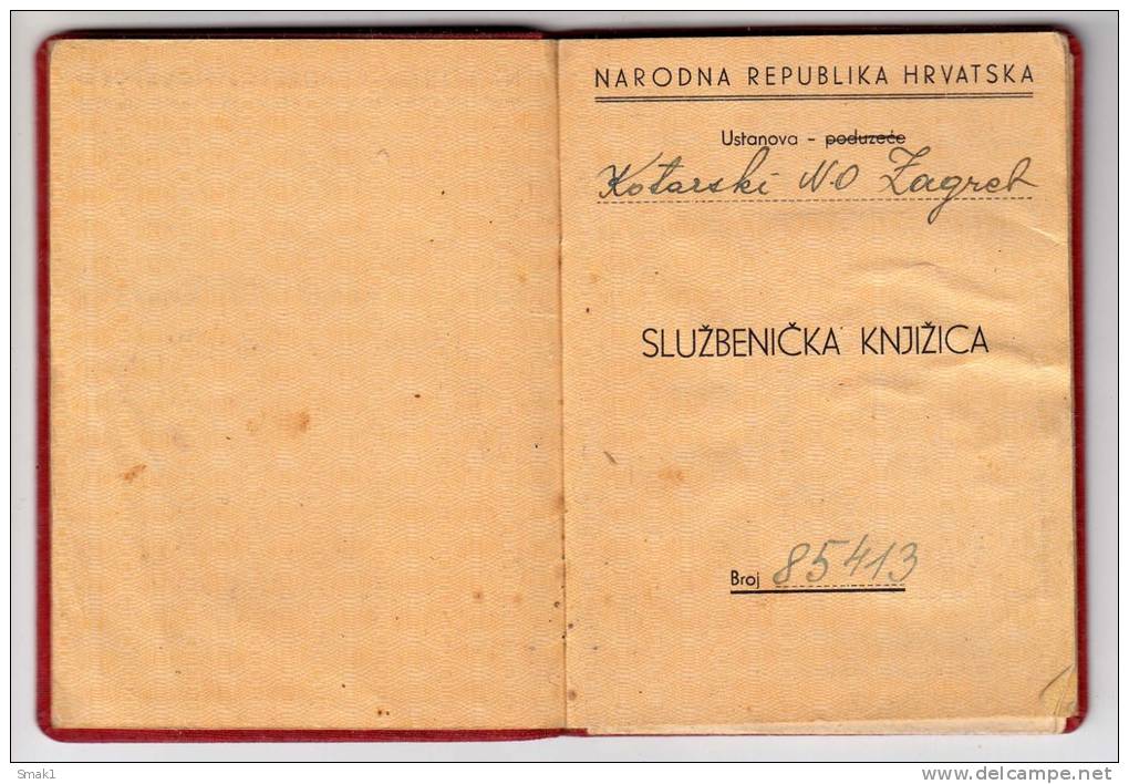 H CLERICAL BOOKLET FNRJ JUGOSLAVIA ZAGREB CROATIA - Historische Dokumente