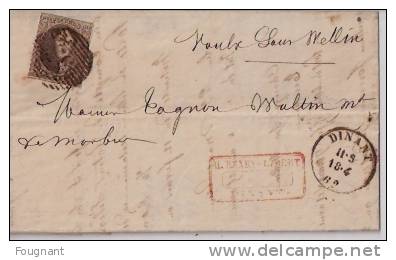 BELGIQUE: 1862 :N°10 ? Sur Lettre De DINANT Vers VAUX Sous WELLIN.+ Texte.Cachets DeDINANT Et WELLIN. - 1851-1857 Medallions (6/8)