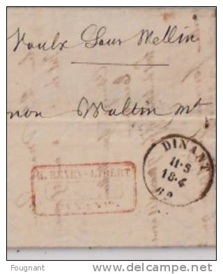 BELGIQUE: 1862 :N°10 ? Sur Lettre De DINANT Vers VAUX Sous WELLIN.+ Texte.Cachets DeDINANT Et WELLIN. - 1851-1857 Medallions (6/8)