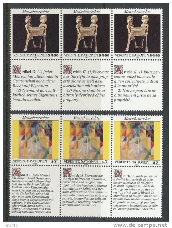 UN Vienna 1991 Michel # 123-124, 2 Blocks Of 6, MNH ** - Blocs-feuillets