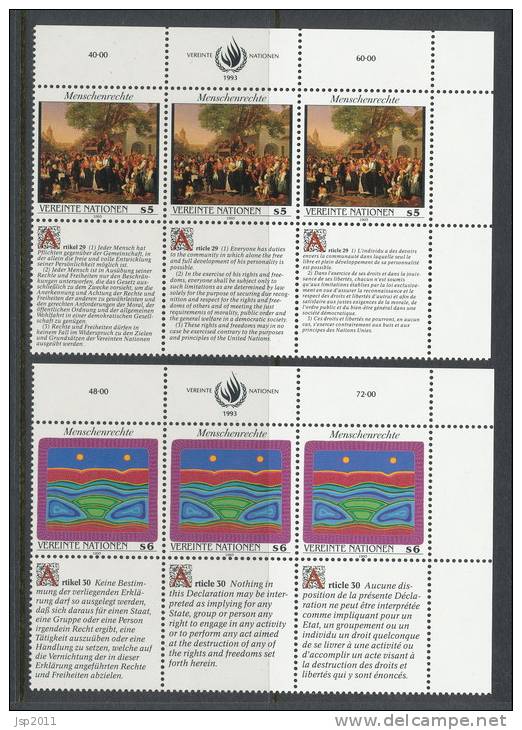 UN Vienna 1993 Michel # 150-151, 2 Blocks Of 6, MNH ** - Blocs-feuillets
