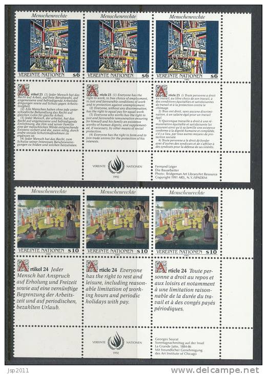 UN Vienna 1992 Michel # 139-140, 2 Blocks Of 6, MNH ** - Blocks & Kleinbögen