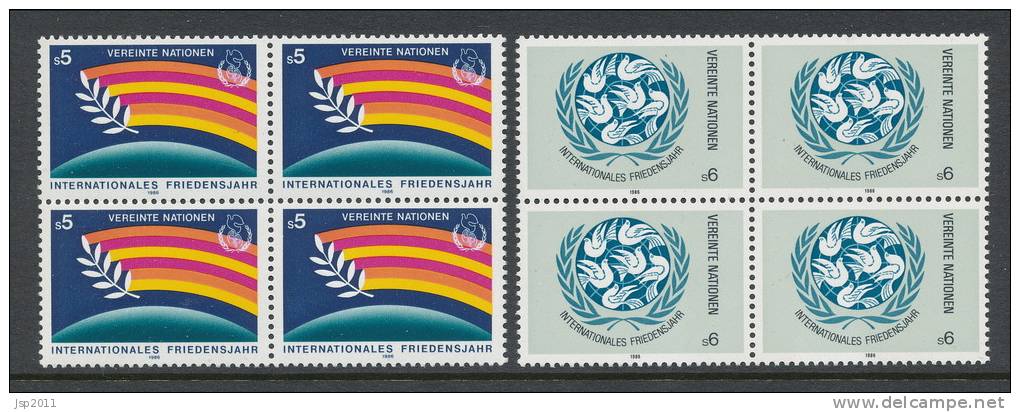 UN Vienna 1986 Michel # 62-63, 2 Blocks Of 4, MNH ** - Blocs-feuillets