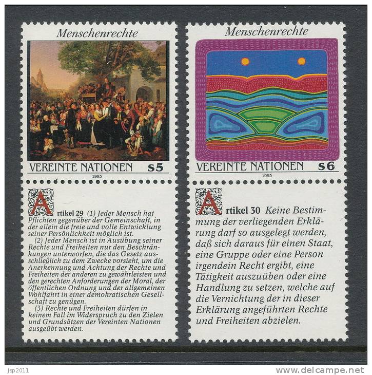 UN Vienna 1993 Michel # 150-151 With Ornamental Fields, MNH ** - Unused Stamps