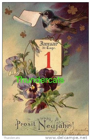 CPA CARTE LITHO OISEAU FLEURS  ** CLAPSADDLE ??? ** KOPAL ** LITHO CARD LOVE BIRD NEW YEAR - Clapsaddle