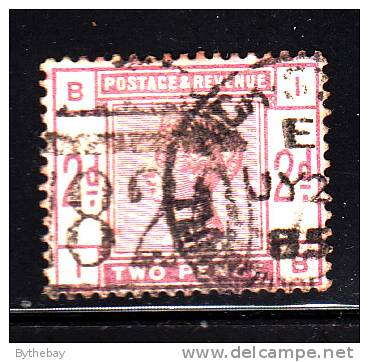 Great Britain Used Scott #100 2p Victoria, Lilac Position IB - Stain - Usados