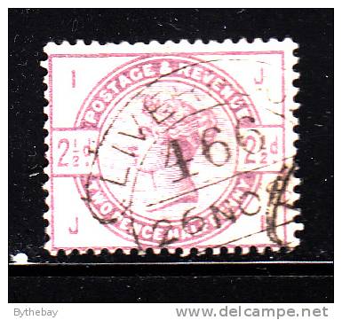 Great Britain Used Scott #101 2 1/2p Victoria, Lilac Position JI Cancel: Liverpool 466 26 NO 8? - Usados