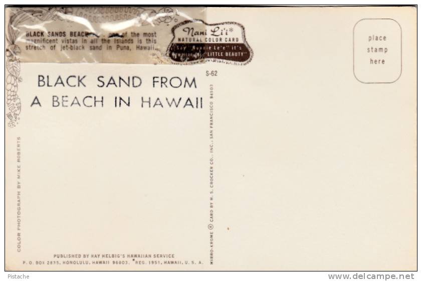 Black Real Sand From A Beach In Hawai  - Unused - See 2 Scans For The Sand - Altri & Non Classificati