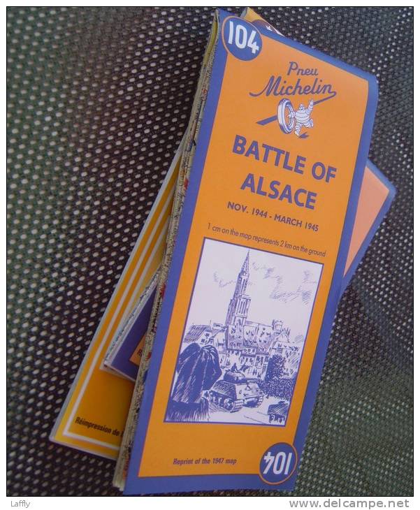 Carte De La Bataille D'Alsace 1944 à 1945 Battle Of Alsace (reprint Of 1947 Map) - 1939-45