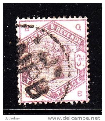 Great Britain Used Scott #102 3p Victoria, Lilac Position QB - Gebraucht