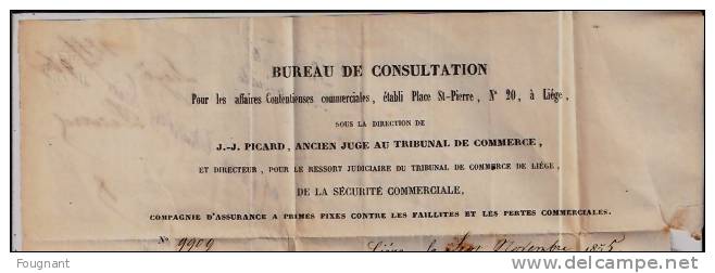 BELGIQUE: 1855:2 x N°7 sur lettre de LIEGE vers BRUXELLES.+ TEXTE.Oblit.Liège et Bruxelles double cercle.
