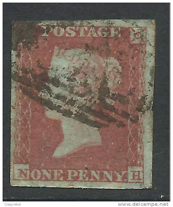 GB 1841 QV 1d PENNY RED IMPERF BLUED PAPER ( N & H ) STAMP WMK 2.(E640) - Oblitérés