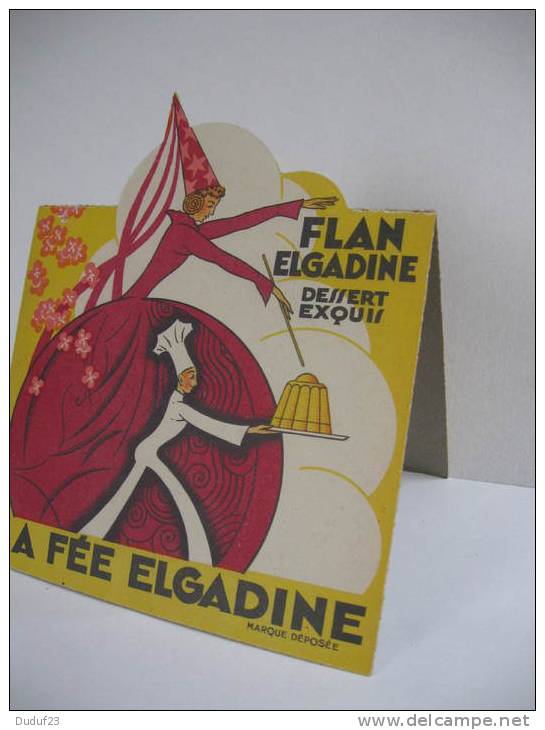 PRESENTOIR  CARTON RIGIDE " LA FEE ELGADINE " - Flan Dessert Exquis - Marseille - Placas De Cartón