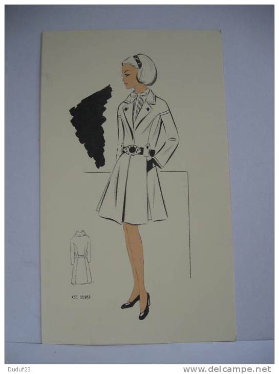 DESSIN CROQUIS MODE COUTURE  ANNEES 1960/ 70 - MANTEAU TRENCH  Style COURREGES - Schnittmuster