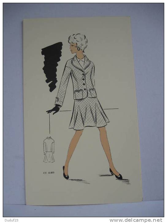 DESSIN CROQUIS MODE COUTURE  ANNEES 1960/ 70 - TAILLEUR ECOSSAIS  Style COURREGES - Schnittmuster