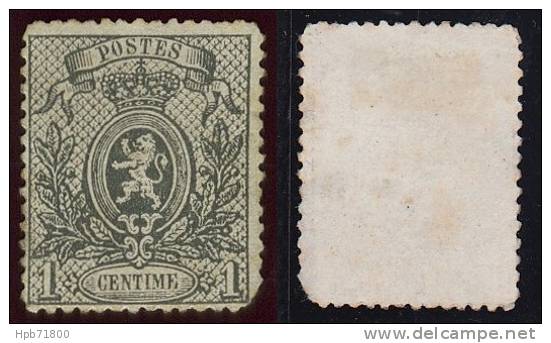 Timbre 1 Centime Gris - Armoiries. Petit Lion - N° 23 (Yvert) - Belgique 1866-1867 - 1866-1867 Coat Of Arms