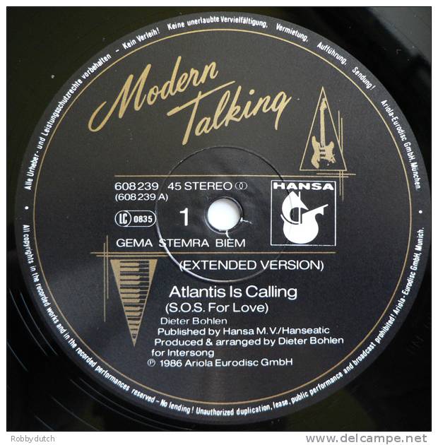 * 12" Maxi Single *  MODERN TALKING - ATLANTIS IS CALLING (Germany 1986) - 45 T - Maxi-Single
