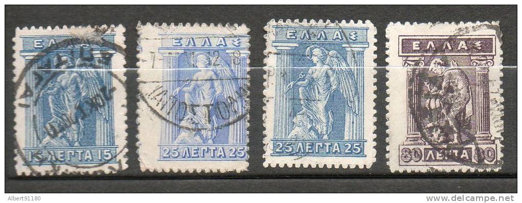 GRECE Divers 1912-23 N°197a- 198 -198a-198d - Used Stamps