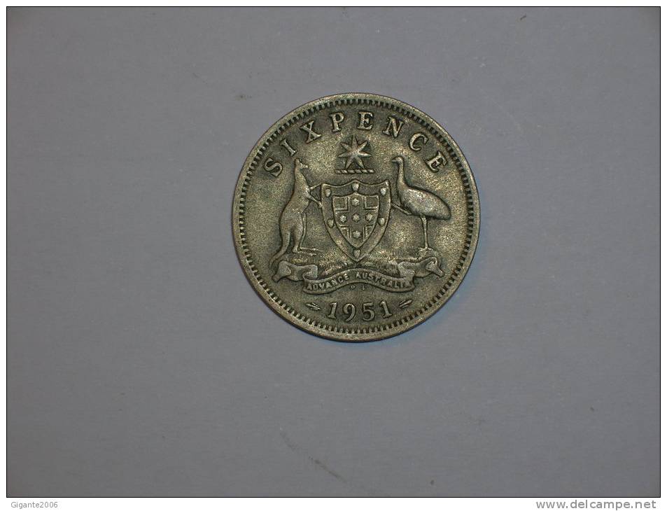 Australia 6 Pence 1951 PL  (4486) - Sixpence
