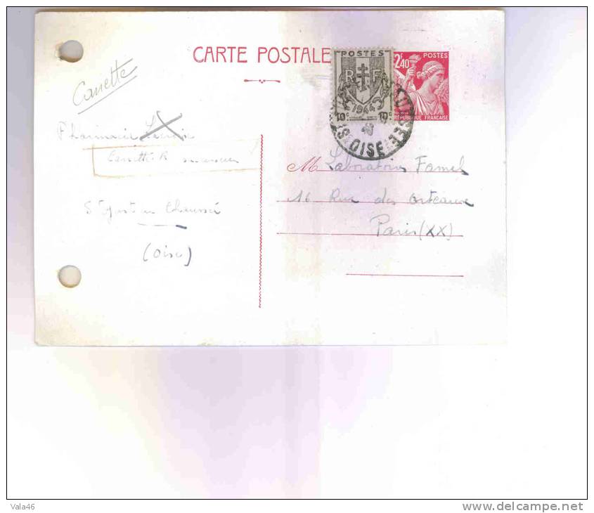 FRANCE      ENTIER POSTAL      N°654   CP1 PLUS TIMBRE 670 - Standard Postcards & Stamped On Demand (before 1995)