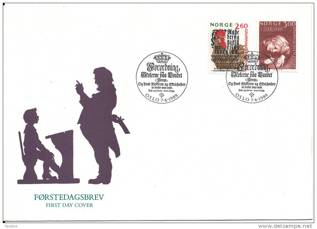 Norway FDC 7-6-1989 Primary School With Cachet - FDC