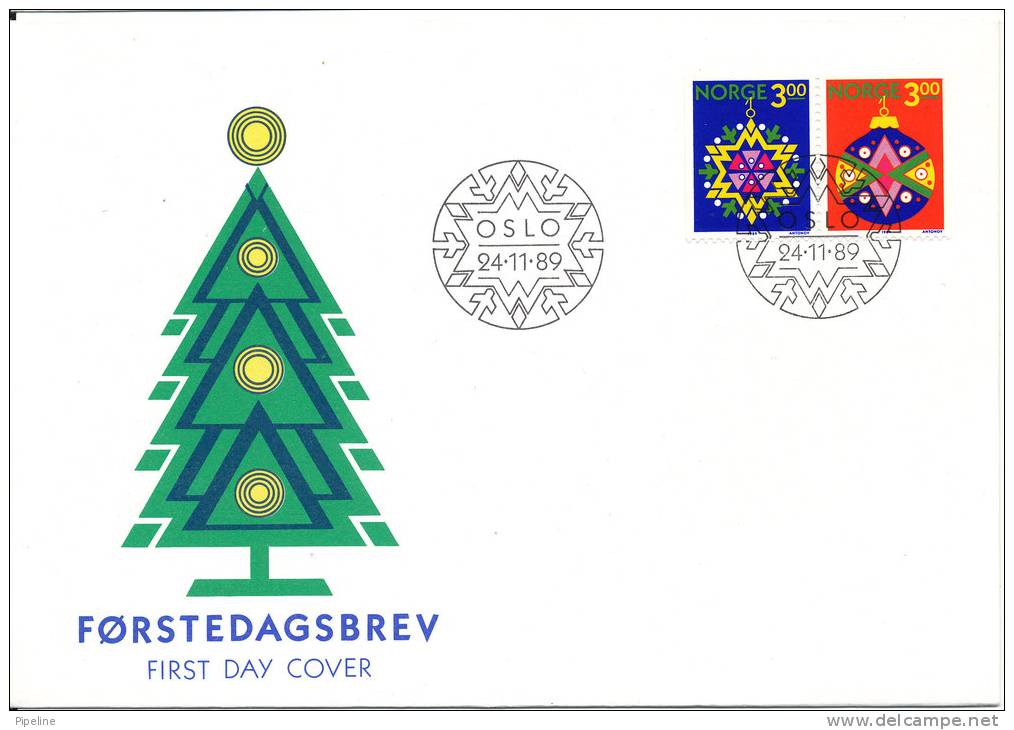 Norway FDC 24-11-1989 Christmas Stamps With Cachet - FDC
