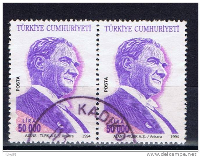 TR Türkei 1994 Mi 3031 Atatürk (Paar) - Oblitérés